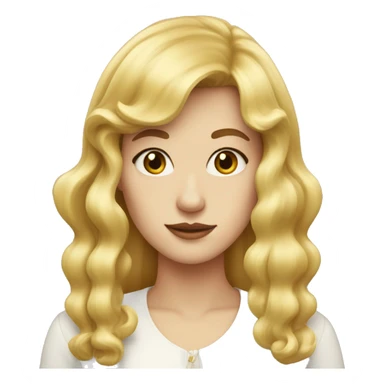 White women with vintage bangs and long golden hair sticker