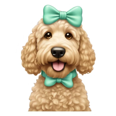 Mint golden doodle dog with a bow sticker