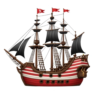 red and white lines pirate ships sticker
