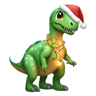 dino wrapped in christmas lights sticker