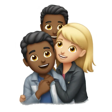 Two girls kissing a man on the cheek sticker