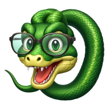 Snake wearing nerdy glasses with buck tooth sticker