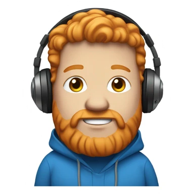 Fat ginger man in blue hoodie with headphones on sticker