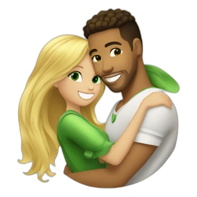 Romeo santos and blond girl green eyes hugging sticker