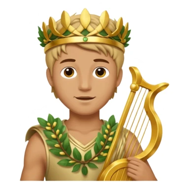 An emoji of the Greek god Apollo. He is a youthful man with a laurel wreath on his head, holding a golden lyre. sticker