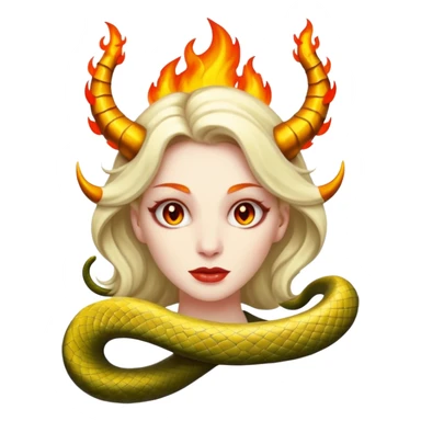 Women snake  and flame horn sticker