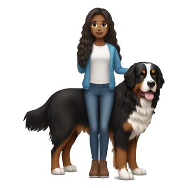 Brunette long haired girl with bernese mountain dog sticker