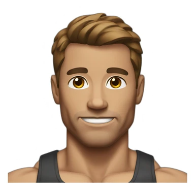 Bodybuilder brown hair without beard sticker