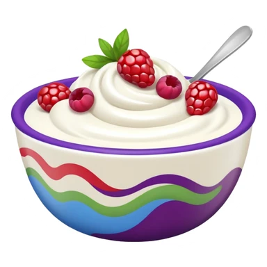 create a bowl with iogurt and berries emoji ios style  sticker