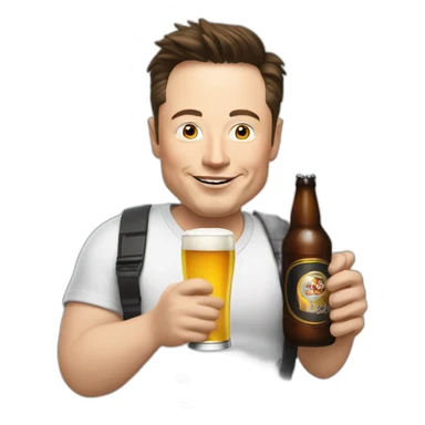 Elon musk holding a beer and a mic sticker