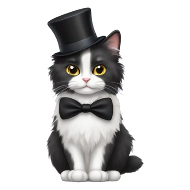 tuxedo fluffy norwegian forrest cat with bow tie and top hat  sticker