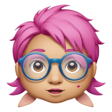 glassess wearing fish with pink hair sticker