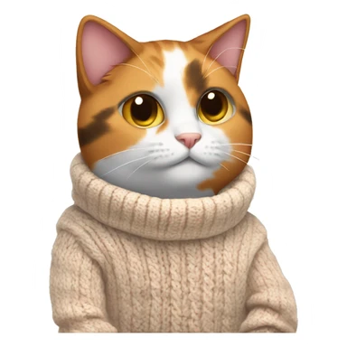 Calico cat wearing a cozy sweater sticker