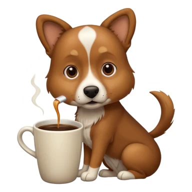 Dog with a cup of coffee sticker