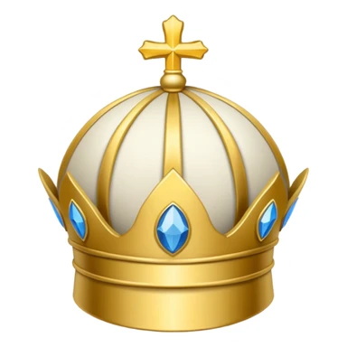bishop hat mitre white and gold iOS emoji style simple clear no text sticker