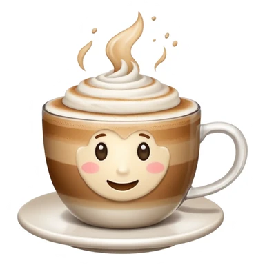 Genera un emoji di un cappuccino senza sorriso con un solo manico senza fiamma sopra sticker