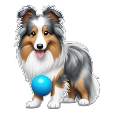 Blue merle sheltie with ball sticker