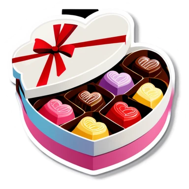 Valentine’s Day heart shaped box of chocolates sticker