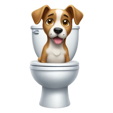 Dog on toilet  sticker