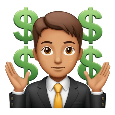 business person with dollar signs and sales chart going up sticker