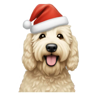 Cream Golden doodle wearing Santa hat sticker