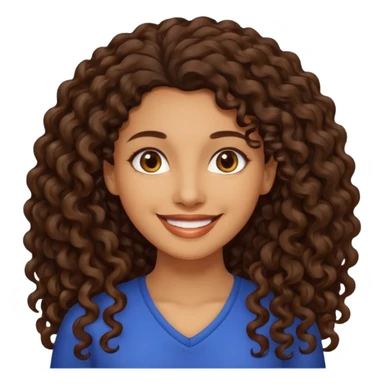 Woman light brown skin long dark curly hair sticker