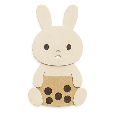 full-body milk tea bunny sitting still with blank stare sticker