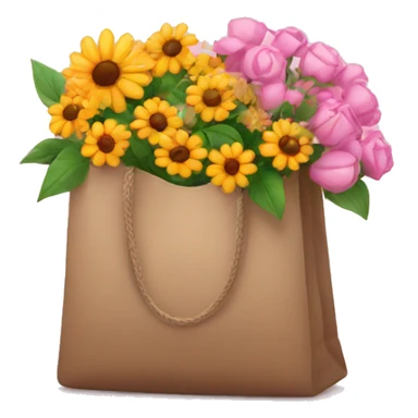 New bag and flowers as gift sticker