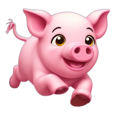 cute pink pig running sticker