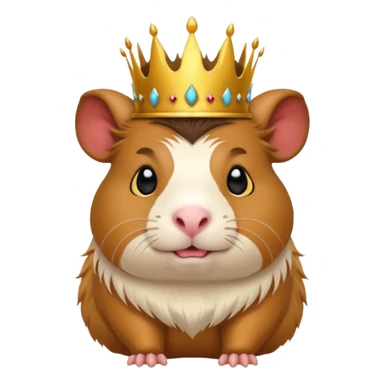 guinea pig demon king, regal and mischievous, with a tiny crown and small horns, emoji style sticker