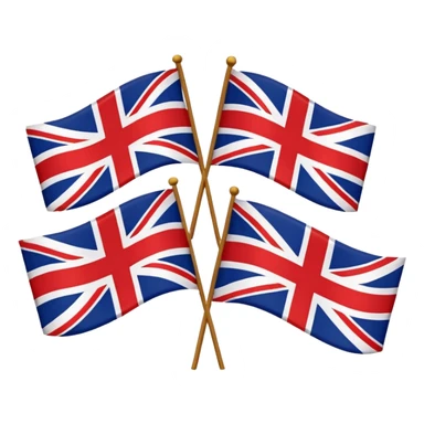 American and British flags together, waving in the wind, bold colors, iconic design sticker