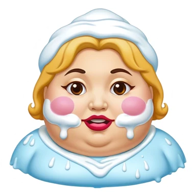 fat lady with frosting on face sticker