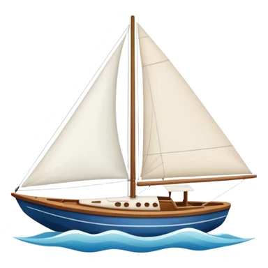 Sailboat – White sail on wooden hull sticker