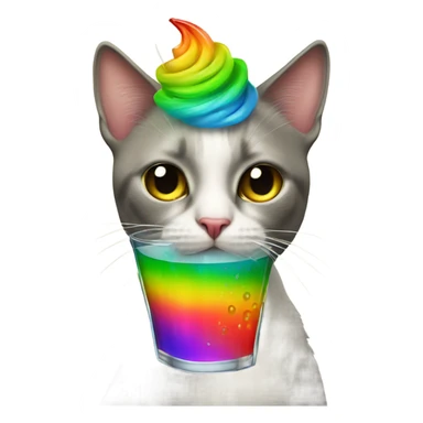 cat with a rainbow mohawk cocktail bartending sticker