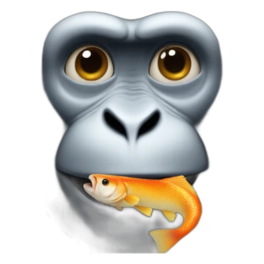 monkey eating a fish with ice spice sticker