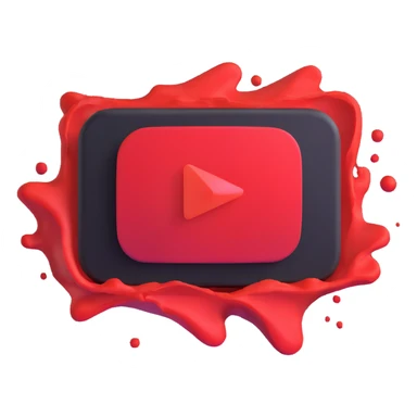 red YouTube play button logo with motion blur sticker