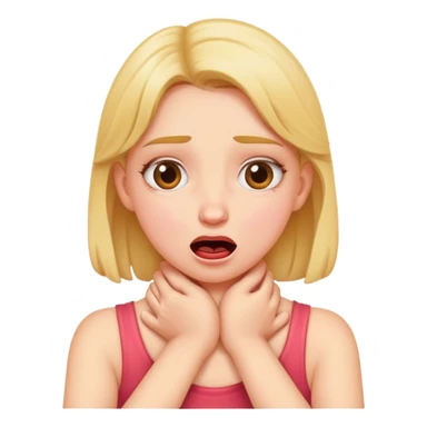 funny girl choking herself with hands around neck sticker