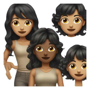 TAN SKIN GIRL with long black wavy hair and bangs holding a black shitzu  sticker