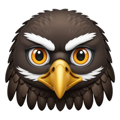 simple eagle emoji DOT eyes, only pupils, solid black , no iris, no Sclera sticker