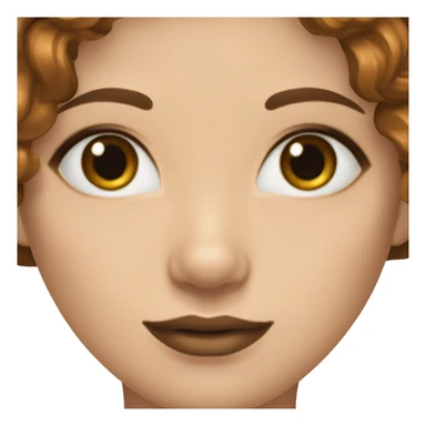 Femmme blanche aux yeux marron avec des cheveux noirs dont les pointes sont couleur marron foncé, une bouche moyenne, des yeux de sirène sticker