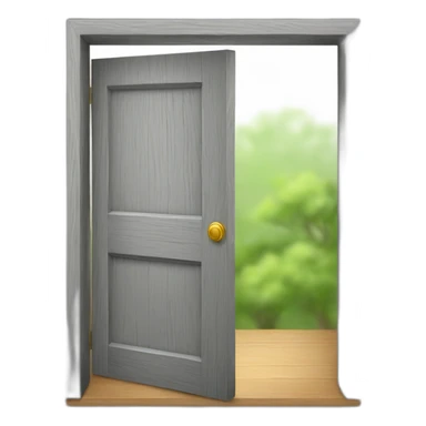 One gray wood open door perspective sticker