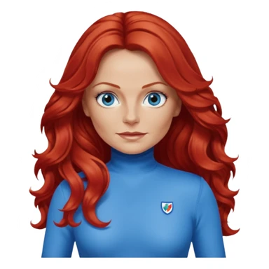 Geri Halliwell with red long hair, blue eyes, red outfit sticker
