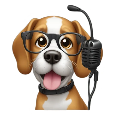 Dog-with-glasses-and-microphone-type-podcast sticker