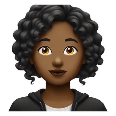 dark girl with long curly black hair putting up peace sign with duck lips  sticker