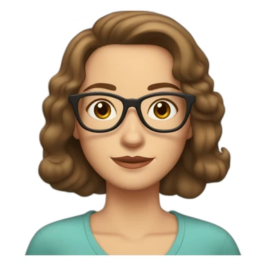 brown haired woman, hazel eyes, late 50's, some wrinkles, reading glasses, shoulder length hair sticker