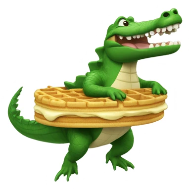 Alligator surfing a waffle sticker