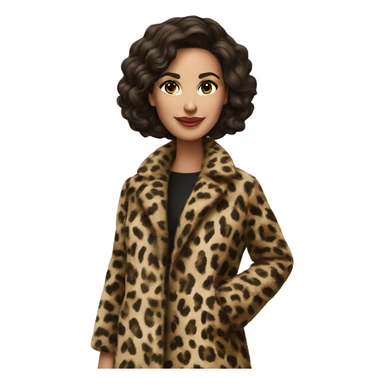 Beautiful realistic brunette hair mob wife with leopard coat  sticker