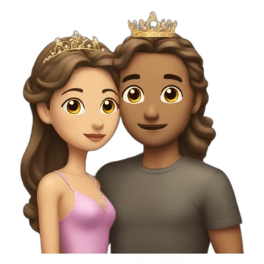 man kissing a girl with a tiara on the forehead sticker