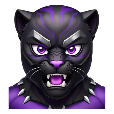 black panther with purple eyes, angry face sticker