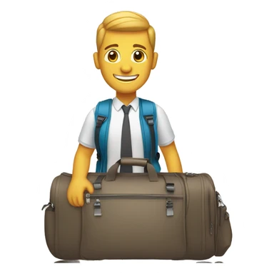 smiling guy with a travel bag sticker